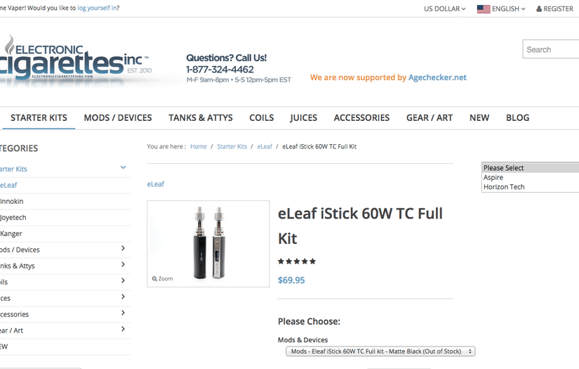 e-cigarette screenshot 2
